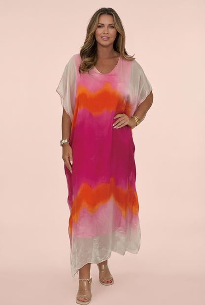 Vestido midi elegante y colorido para mujer, ligero y chic para fiesta o verano