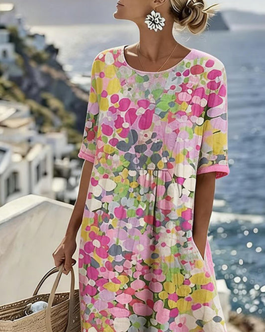 Miriam | Vestido Fluido con Estampado Botánico para Mujer de Verano en Jardín