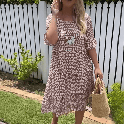 Vestido midi de manga corta para mujer, sofisticado y versátil para evento o trabajo