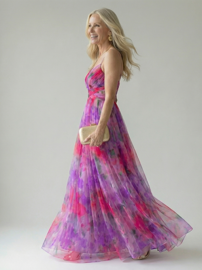 Vestido Maxi con Prenda Suave y Falda Fluida | Estilo Multicolor