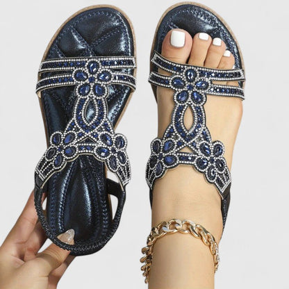 Sandalias ortopédicas con pedrería decorativa y plantilla ergonómica para mujer, ligeras, elegantes y cómodas para verano o diario