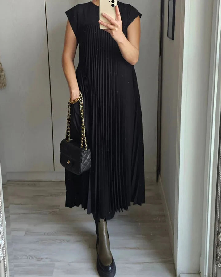 Vestido largo atemporal de corte fluido para mujer, cómodo y elegante para diario o viaje