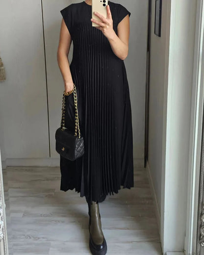 Vestido largo atemporal de corte fluido para mujer, cómodo y elegante para diario o viaje