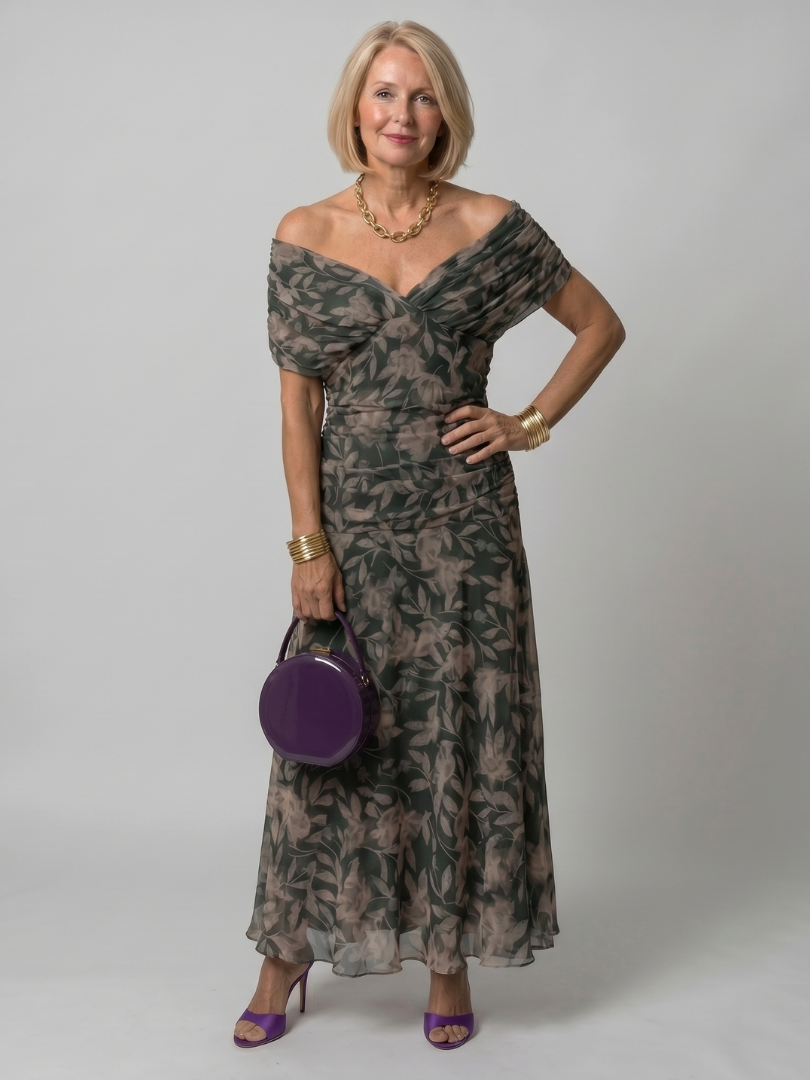 Vestido Off Shoulder Midi Fluido | Estilo Elegante para Mujer