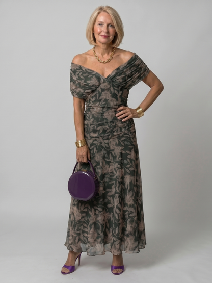 Vestido Off Shoulder Midi Fluido | Estilo Elegante para Mujer