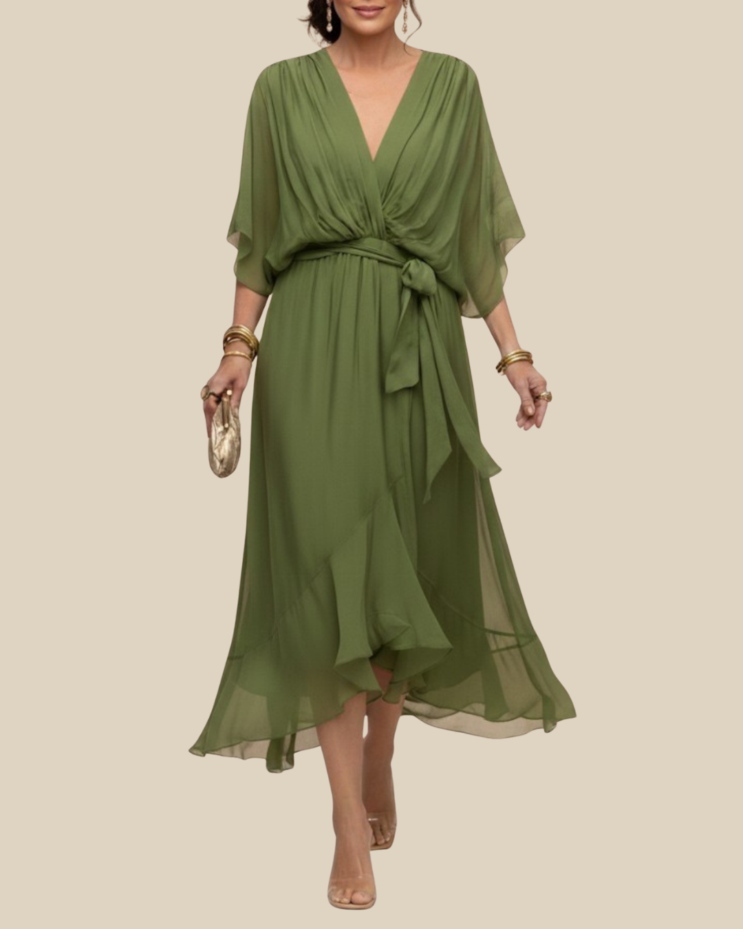 Aurora | Vestido de Gasa Envolvente en Midi