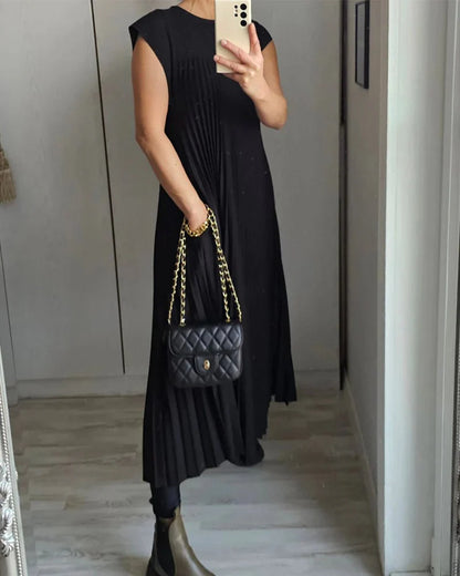 Vestido largo atemporal de corte fluido para mujer, cómodo y elegante para diario o viaje