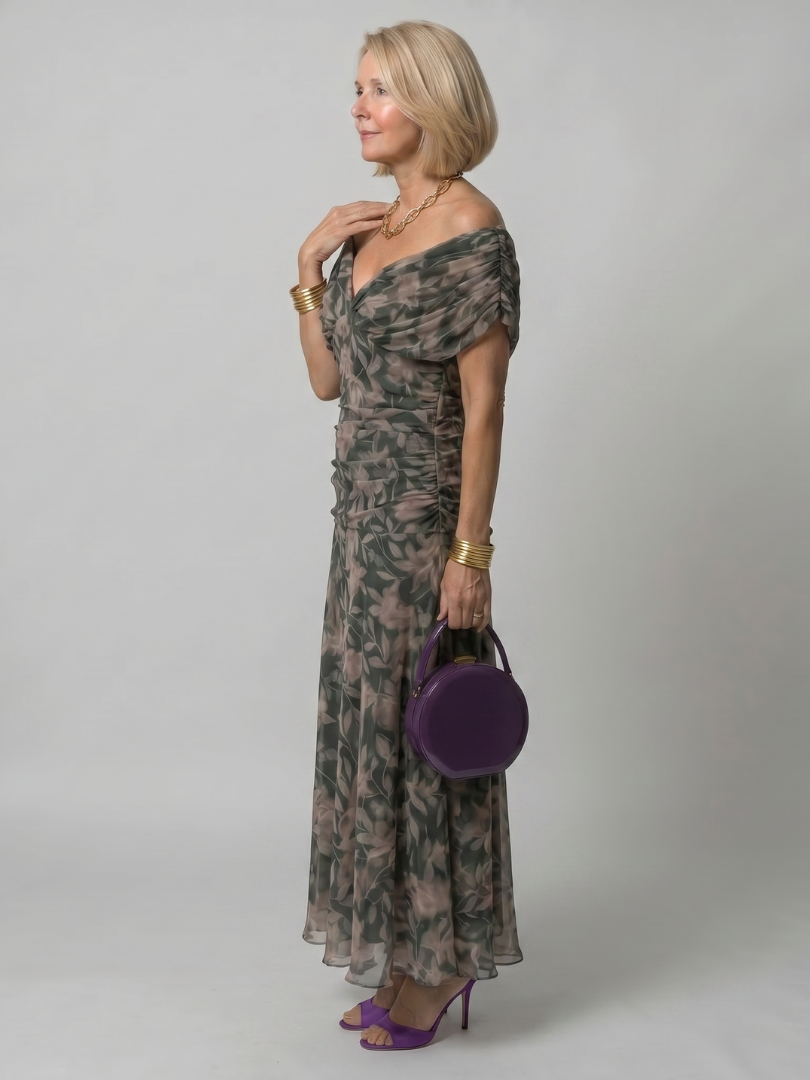 Vestido Off Shoulder Midi Fluido | Estilo Elegante para Mujer