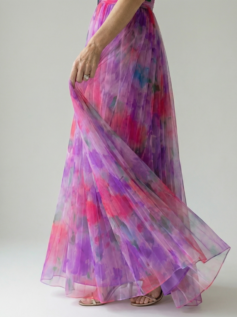 Vestido Maxi con Prenda Suave y Falda Fluida | Estilo Multicolor