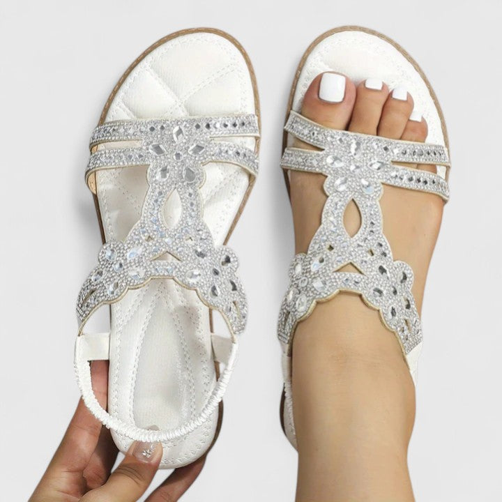 Sandalias ortopédicas con pedrería decorativa y plantilla ergonómica para mujer, ligeras, elegantes y cómodas para verano o diario