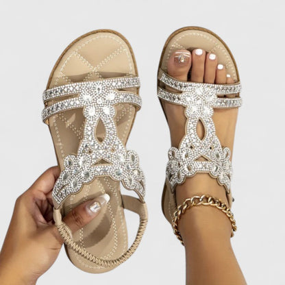 Sandalias ortopédicas con pedrería decorativa y plantilla ergonómica para mujer, ligeras, elegantes y cómodas para verano o diario