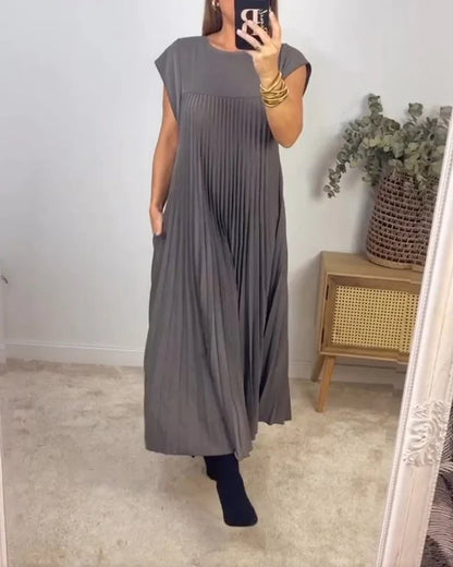 Vestido largo atemporal de corte fluido para mujer, cómodo y elegante para diario o viaje