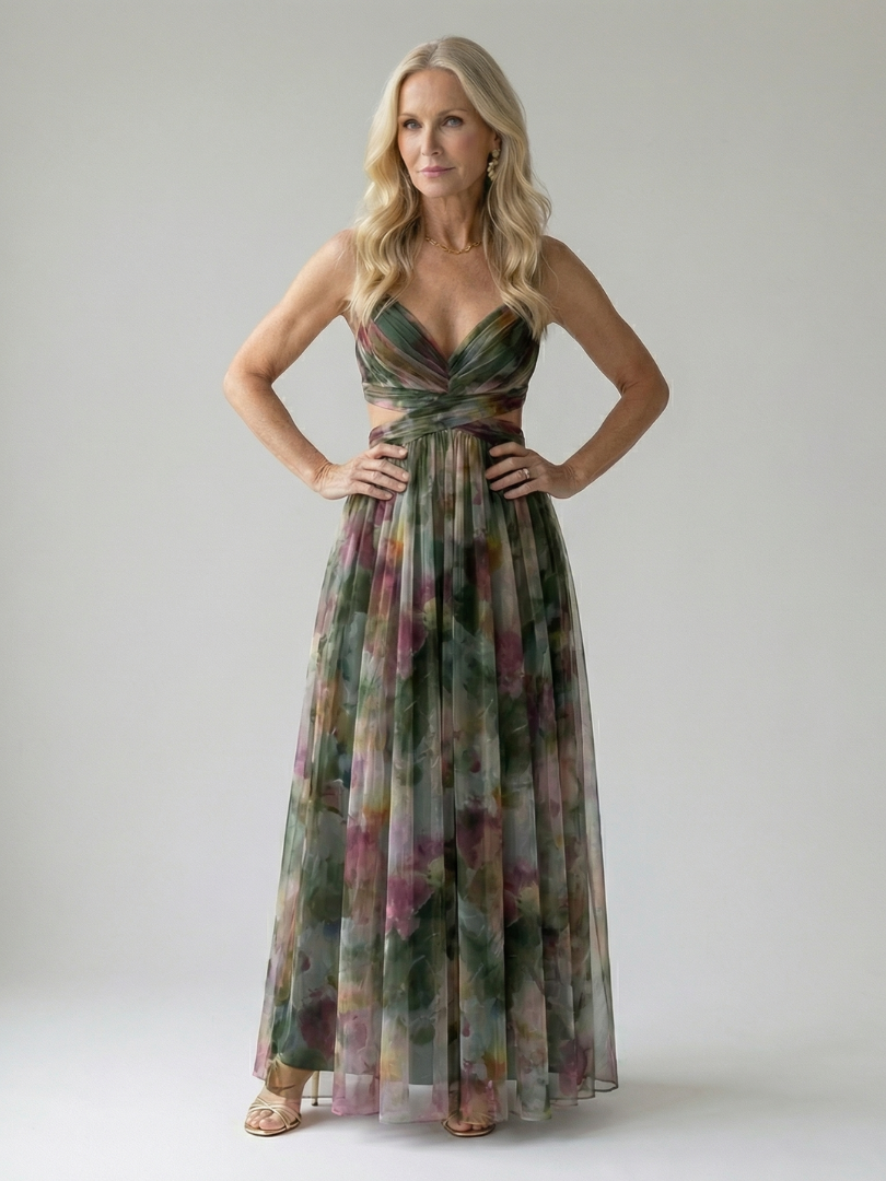 Vestido Maxi con Prenda Suave y Falda Fluida | Estilo Multicolor