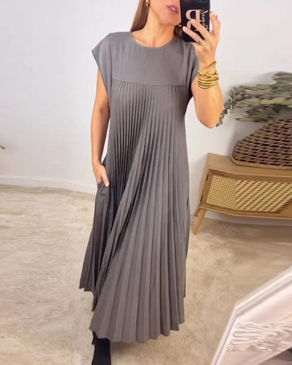 Vestido largo atemporal de corte fluido para mujer, cómodo y elegante para diario o viaje
