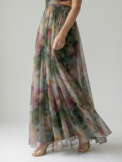 Vestido Maxi con Prenda Suave y Falda Fluida | Estilo Multicolor