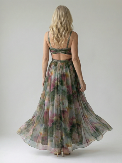 Vestido Maxi con Prenda Suave y Falda Fluida | Estilo Multicolor