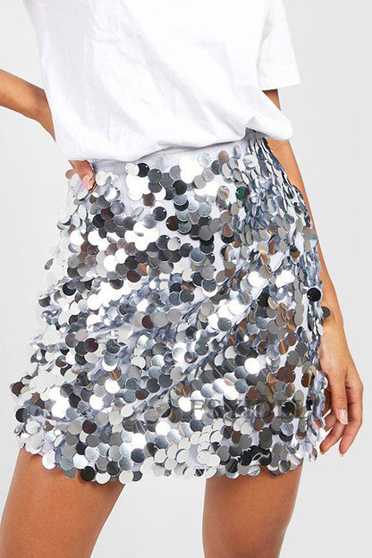Falda corta para mujer con lentejuelas brillantes y diseño ajustado