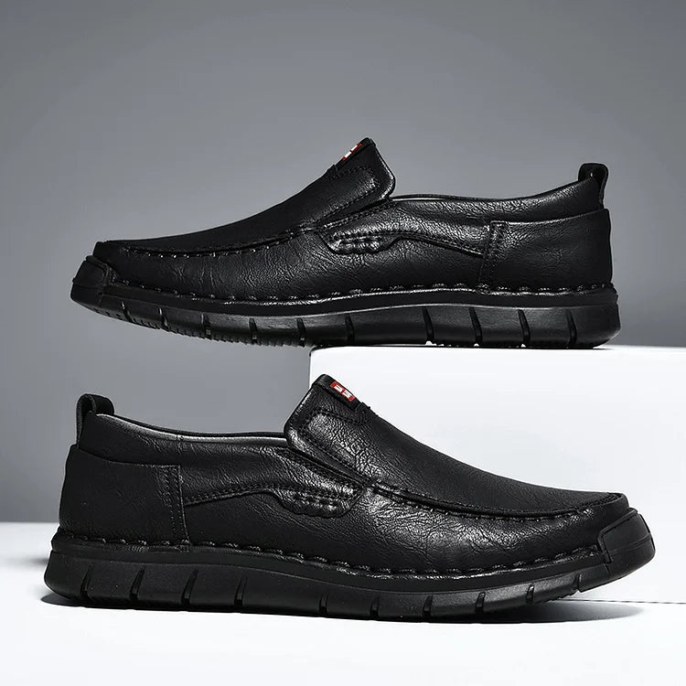 Zapatos de cuero sin cordones para hombre, elegantes y prácticos
