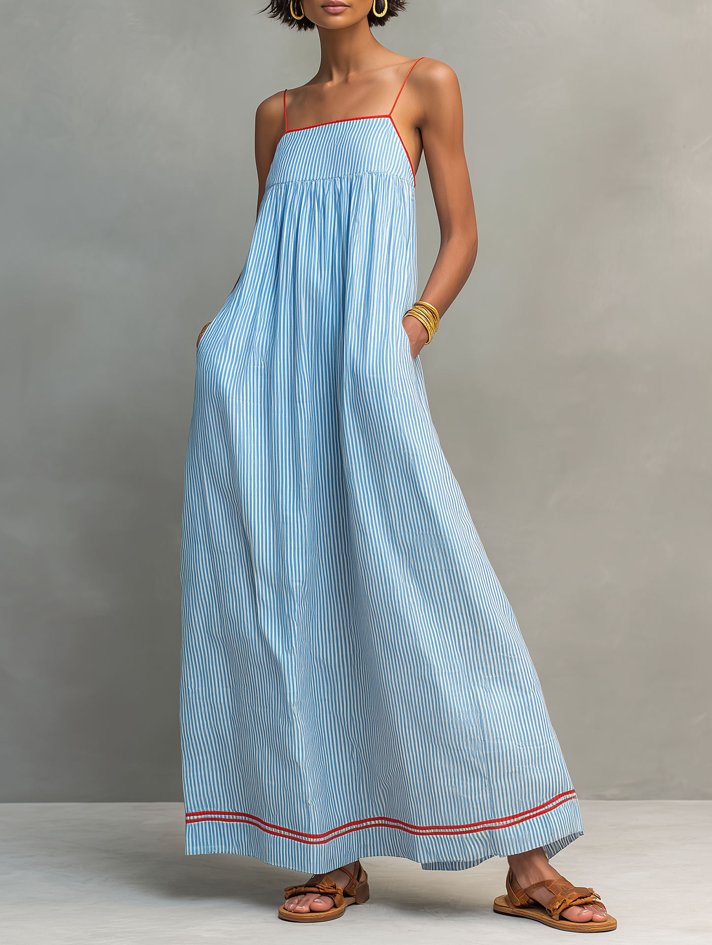 Miley | Vestido Maxi Estampado de Rayas con Estilo Airy para Mujer