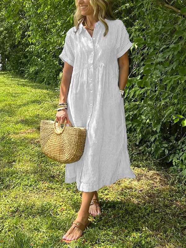 Vestido maxi de manga corta para mujer, ligero y elegante para verano o diario