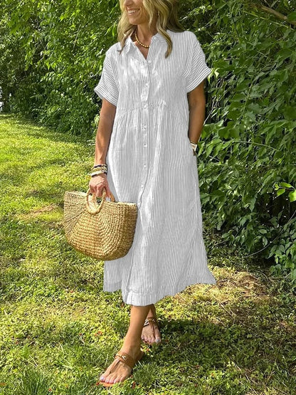 Vestido maxi de manga corta para mujer, ligero y elegante para verano o diario