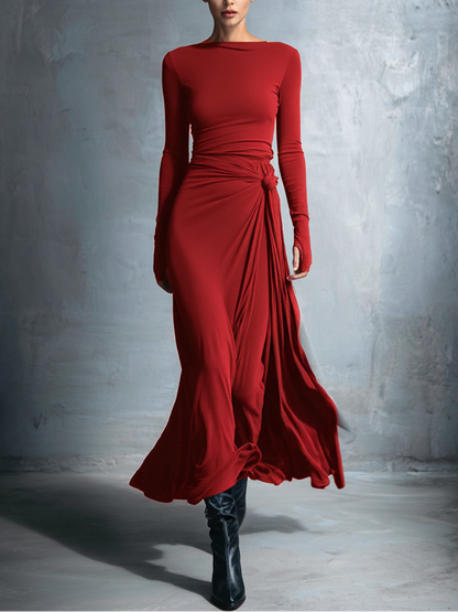 Vestido Largo con Nudo Lateral | Diseño Estructurado