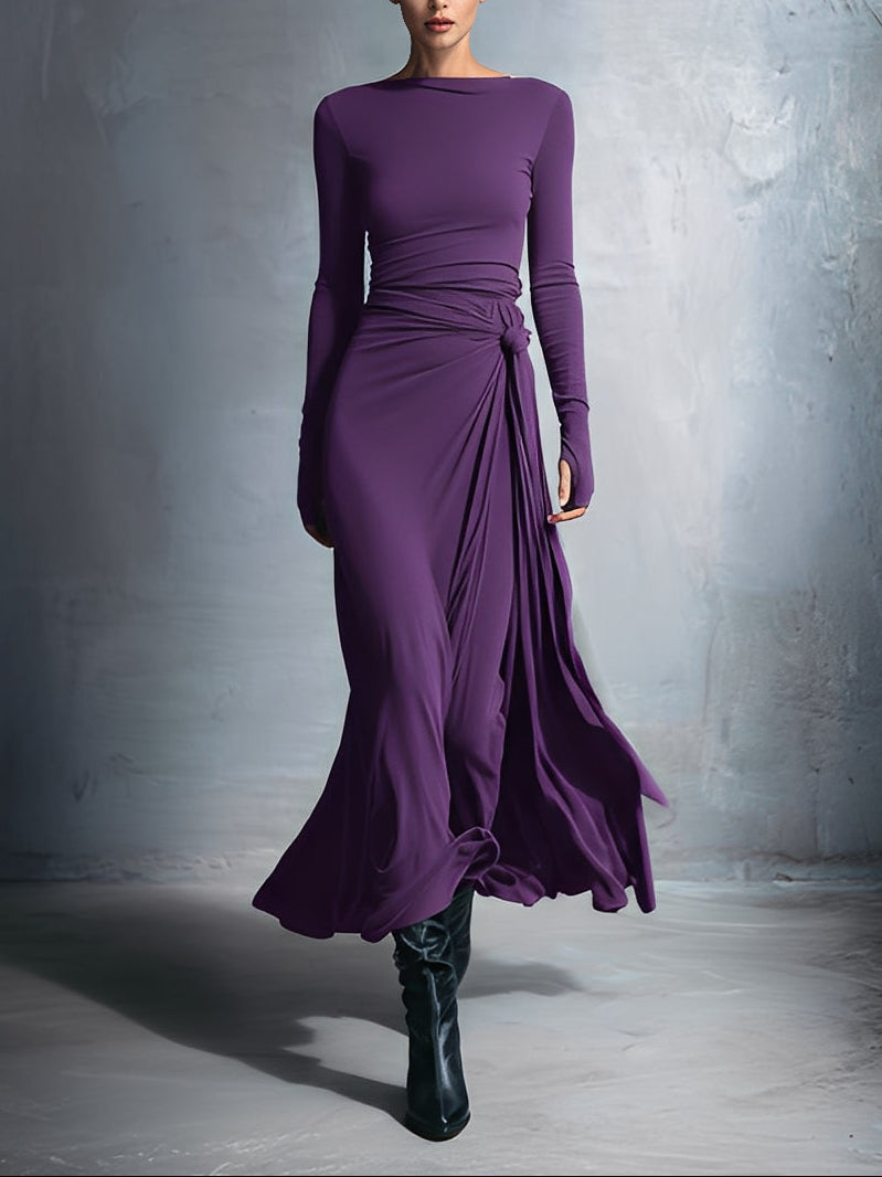Vestido Largo con Nudo Lateral | Diseño Estructurado