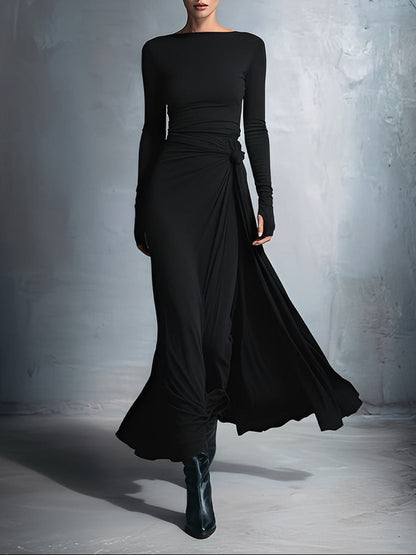 Vestido Largo con Nudo Lateral | Diseño Estructurado