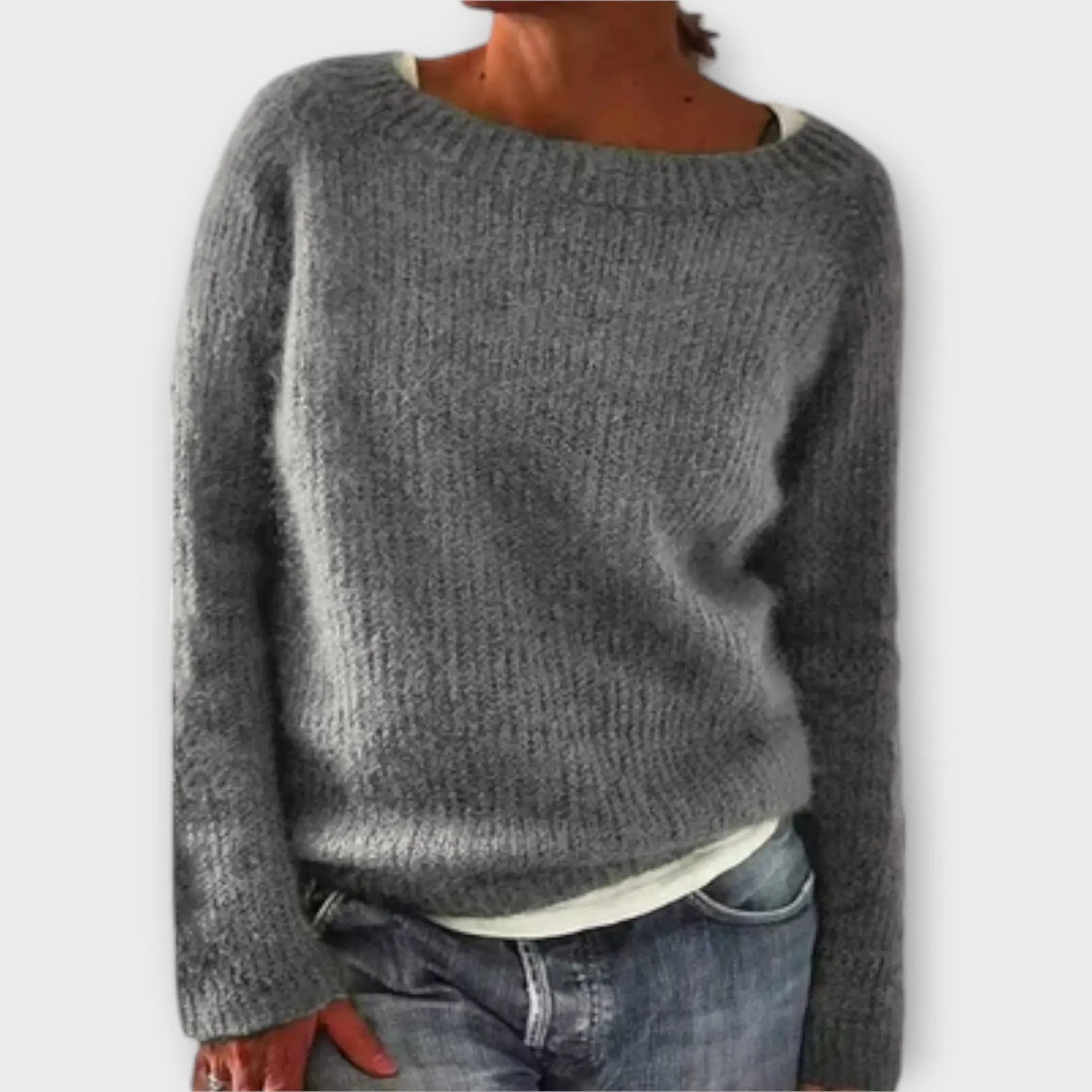 Maren | Jersey de Punto Monocromo con Cuello Redondo para Mujer