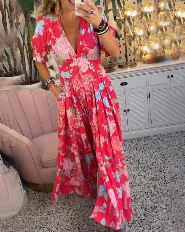 Vestido floral vibrante para mujer, ligero y elegante para verano o fiesta