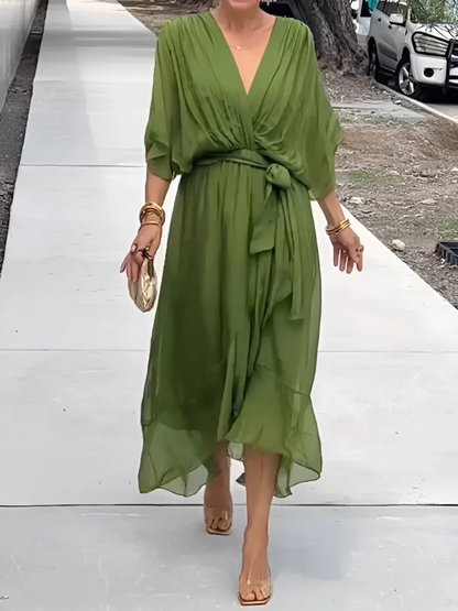 Vestido Midi Envolvente Atemporal Para Mujer - Elegancia Clásica