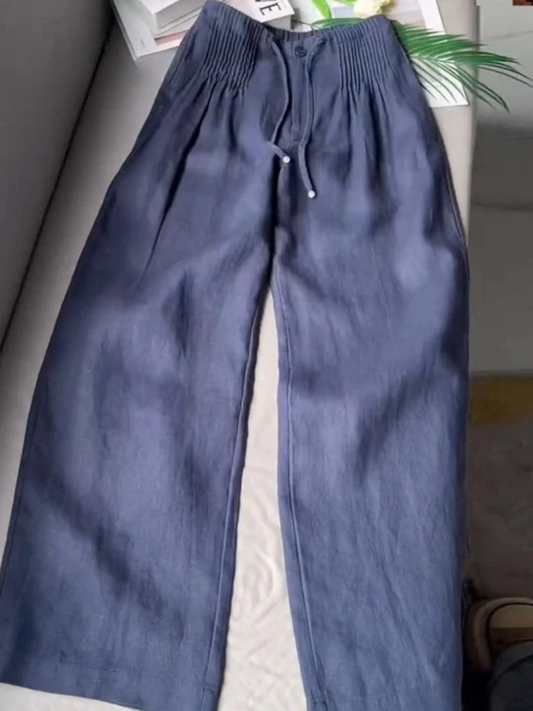 Pantalones Wide Leg de Algodón y Lino