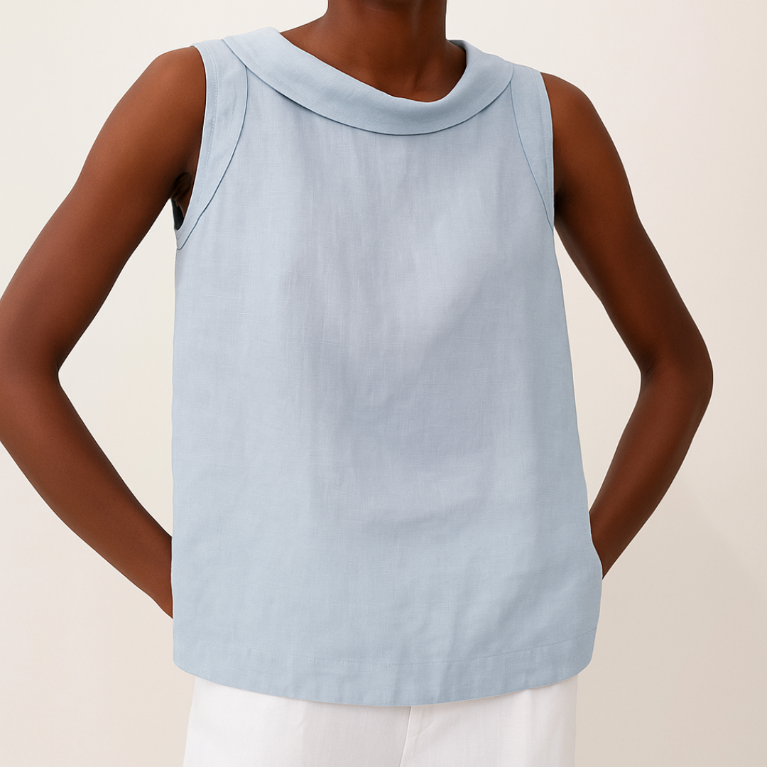 Top Sin Mangas Con Cuello Redondo Para Mujer - Comodidad Diaria