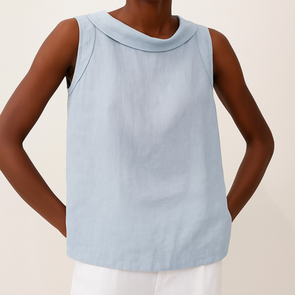 Top Sin Mangas Con Cuello Redondo Para Mujer - Comodidad Diaria