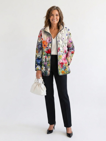 Chaqueta Acolchada Vintage Con Estampado Floral Para Mujer - Encantadora