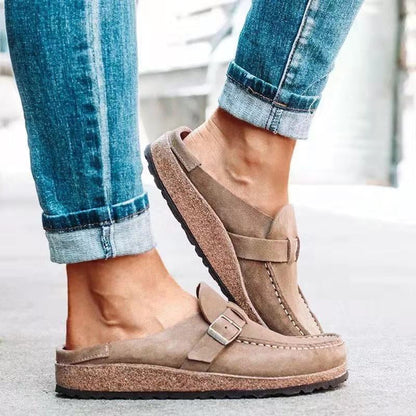 Zapatos ortopédicos slip-on de ante suave para mujer, con plantilla ergonómica y suela antideslizante