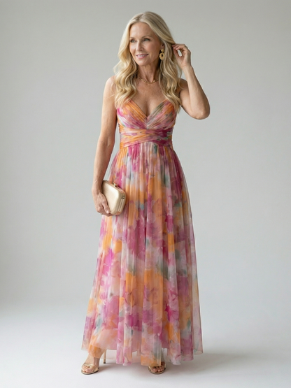 Vestido Maxi con Prenda Suave y Falda Fluida | Estilo Multicolor