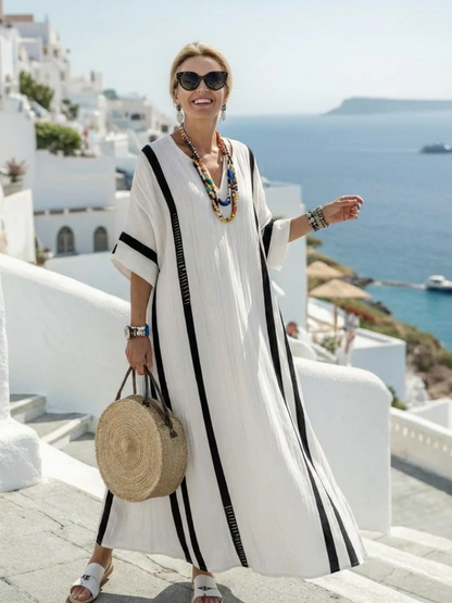 Vestido maxi de rayas en Blanco - fresco y elegante