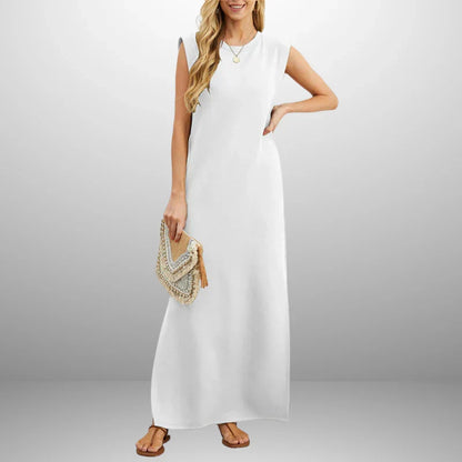 Vestido largo fluido antiarrugas para mujer, ligero y elegante para verano o viaje