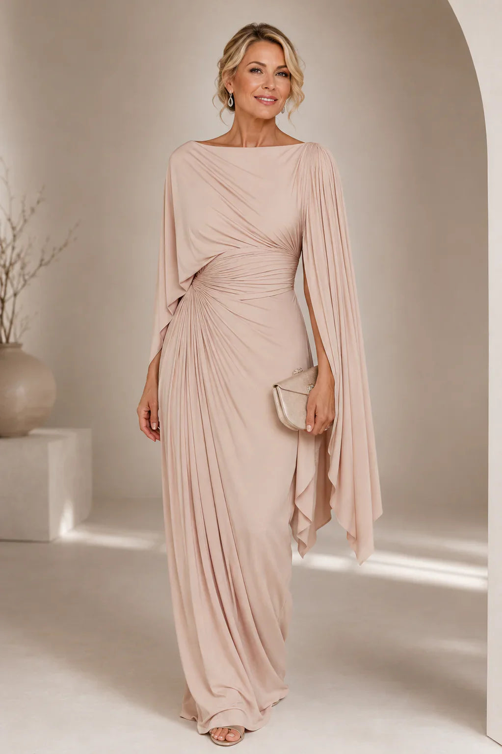 Lyssa | Vestido Largo con Pliegues y Diseño Drapeado para Mujer