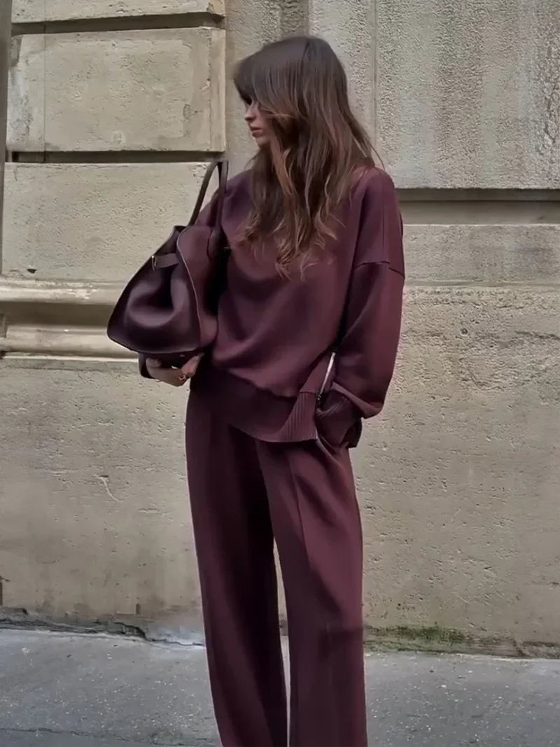 Conjunto de sudadera y pantalón holgado para mujer, cómodo y versátil para uso diario