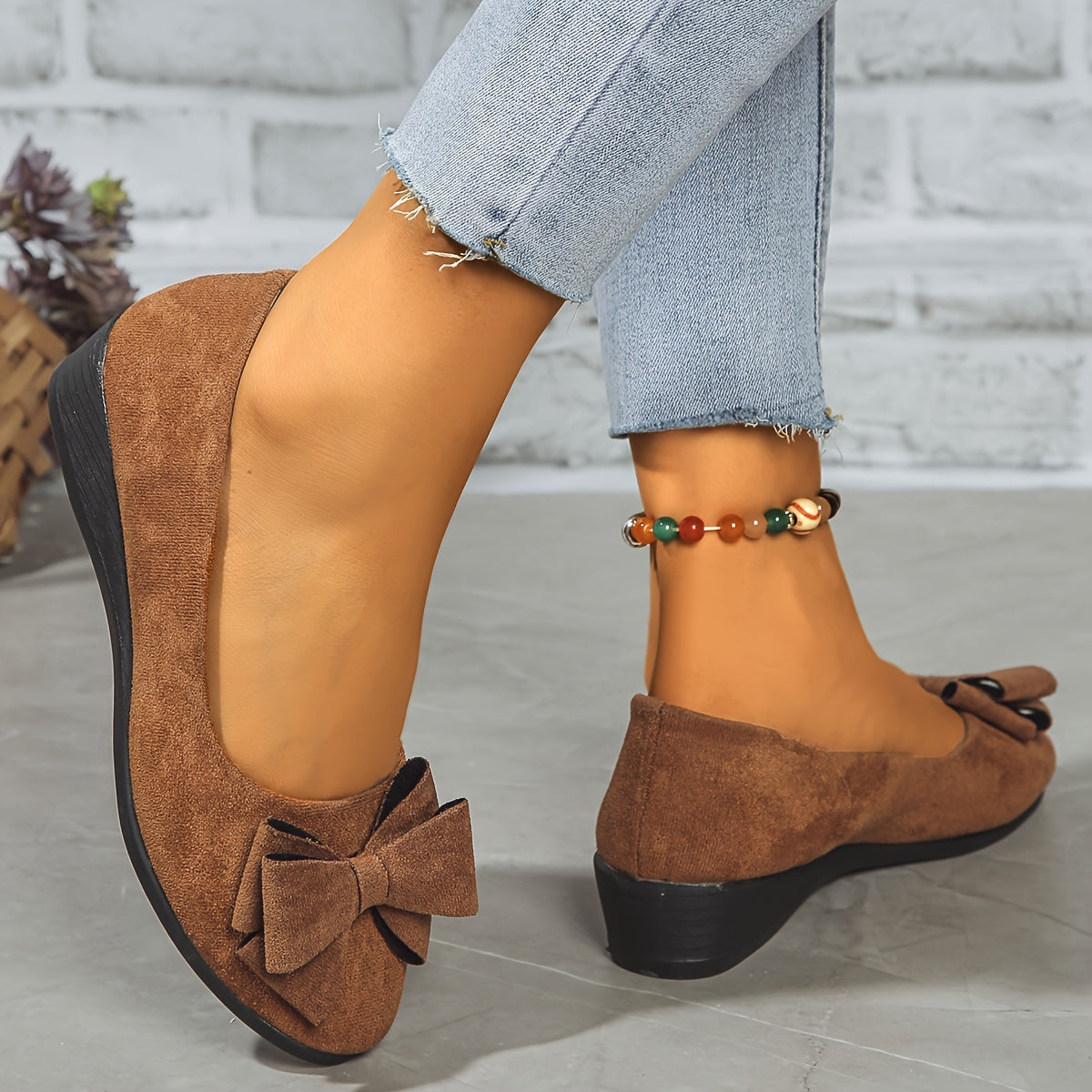 Zapatos planos ortopédicos con lazo decorativo y plantilla ergonómica para mujer, cómodos y elegantes para uso diario u oficina