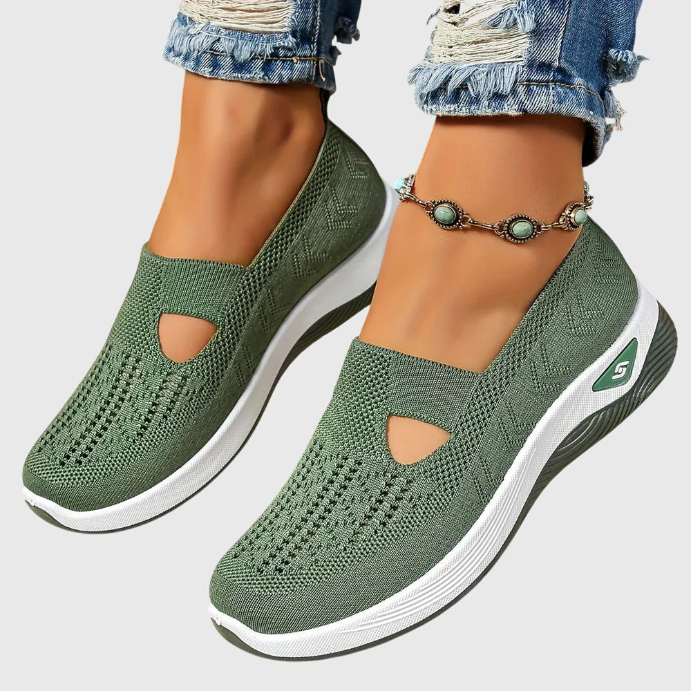 Sneakers ortopédicos sin cordones con plantilla anatómica y diseño transpirable para mujer, confortables para todo el día