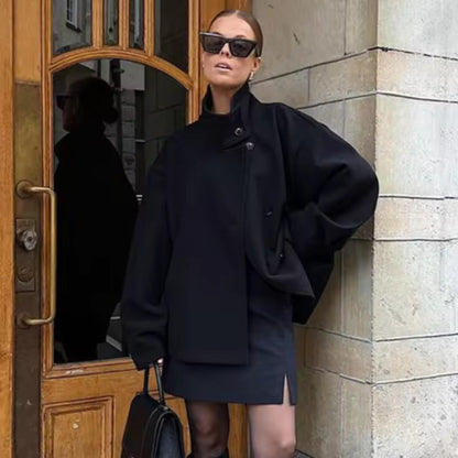 Elena | Chaqueta Corta de Lana Gruesa con Cuello Redondeado para Mujer