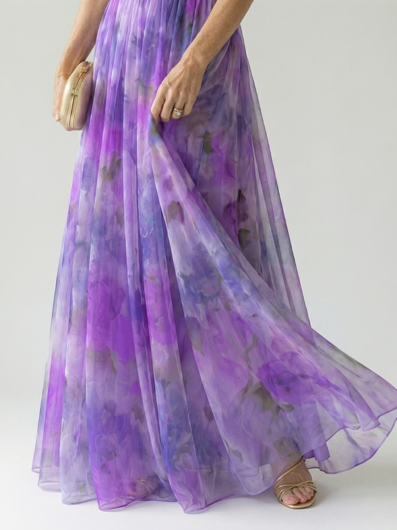 Vestido Maxi con Prenda Suave y Falda Fluida | Estilo Multicolor