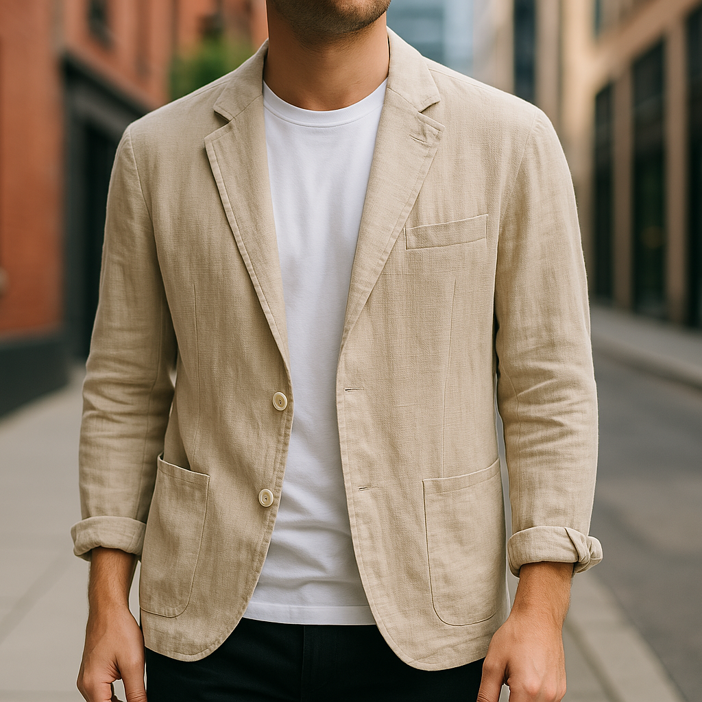 Blazer para hombre con corte entallado y bolsillos delanteros, elegante y transpirable
