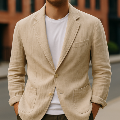 Blazer para hombre con corte entallado y bolsillos delanteros, elegante y transpirable