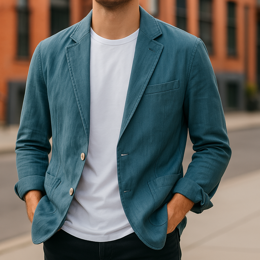 Blazer para hombre con corte entallado y bolsillos delanteros, elegante y transpirable
