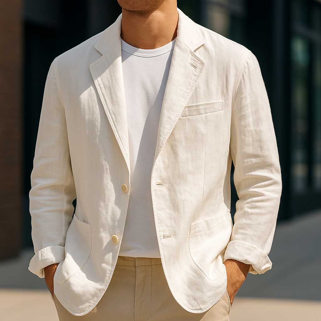 Blazer para hombre con corte entallado y bolsillos delanteros, elegante y transpirable