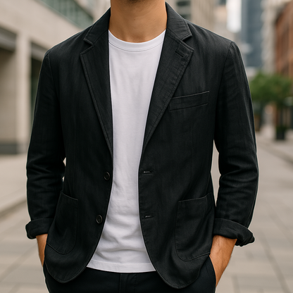 Blazer para hombre con corte entallado y bolsillos delanteros, elegante y transpirable